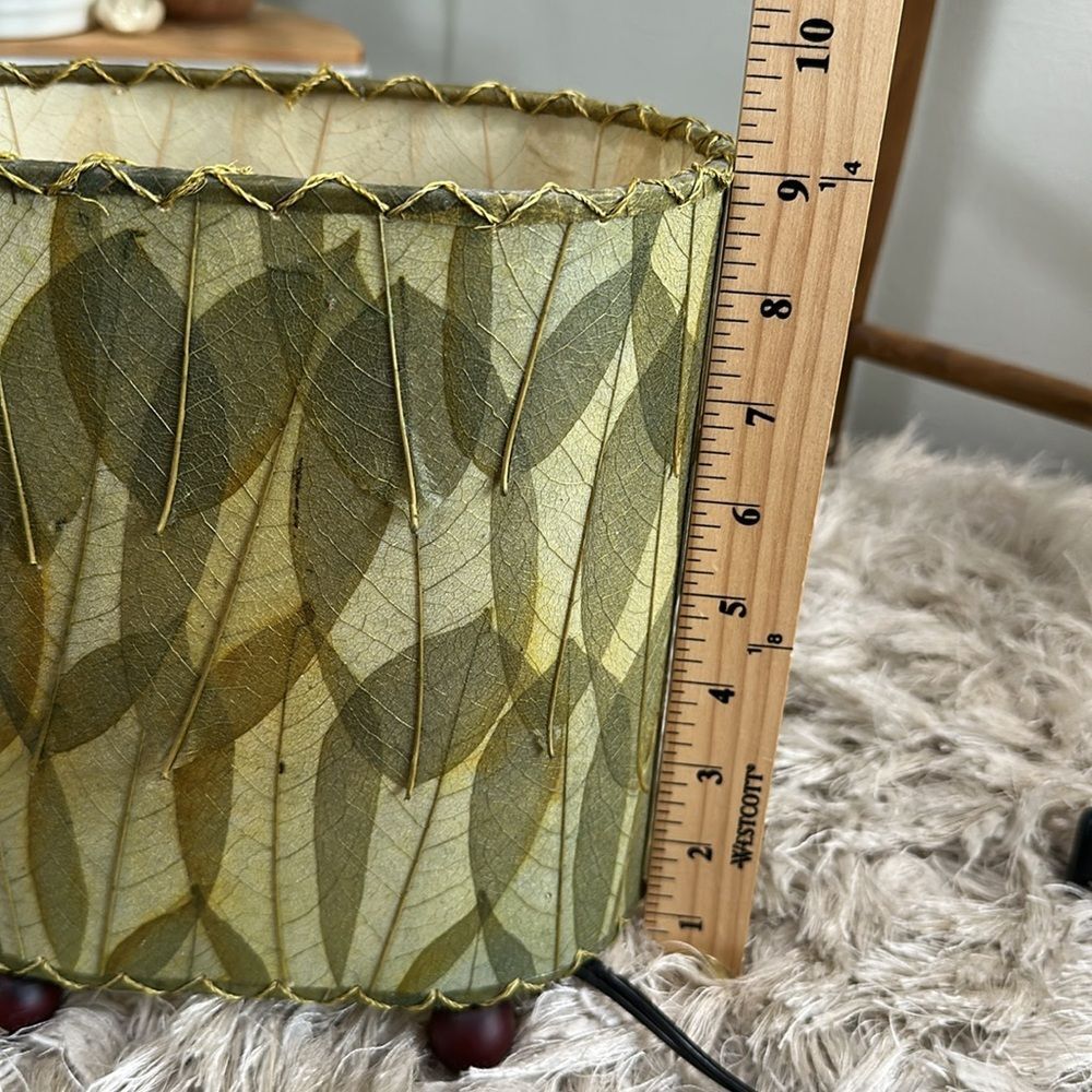 Green Guyabano & Cocoa Leaf Small Oval Accent Table Lamp Natural Boho - Picture 13 of 17